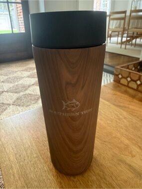 Southern Tide Corkcicle Woodgrain Travel Tumbler - Brown & Black